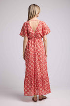 Vestido largo de manga corta - Naranja