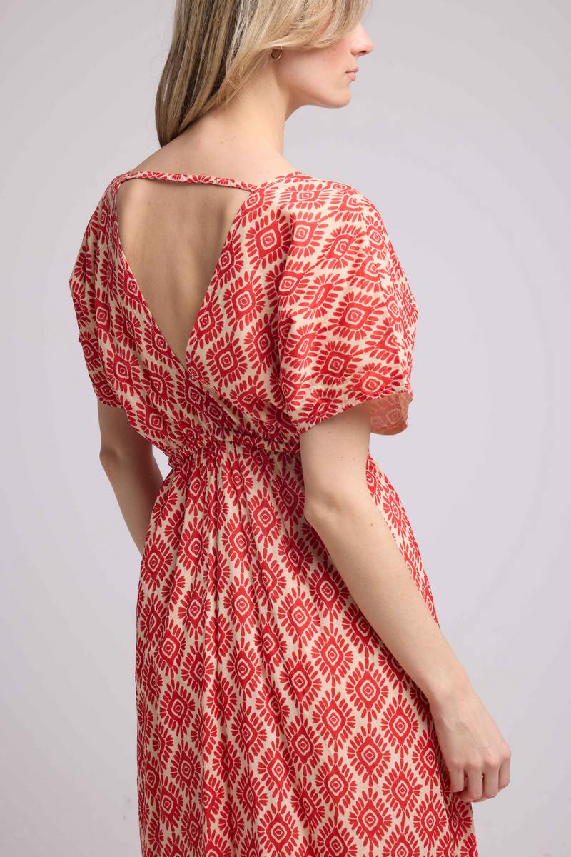 Vestido largo de manga corta - Naranja