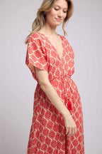 Vestido largo de manga corta - Naranja