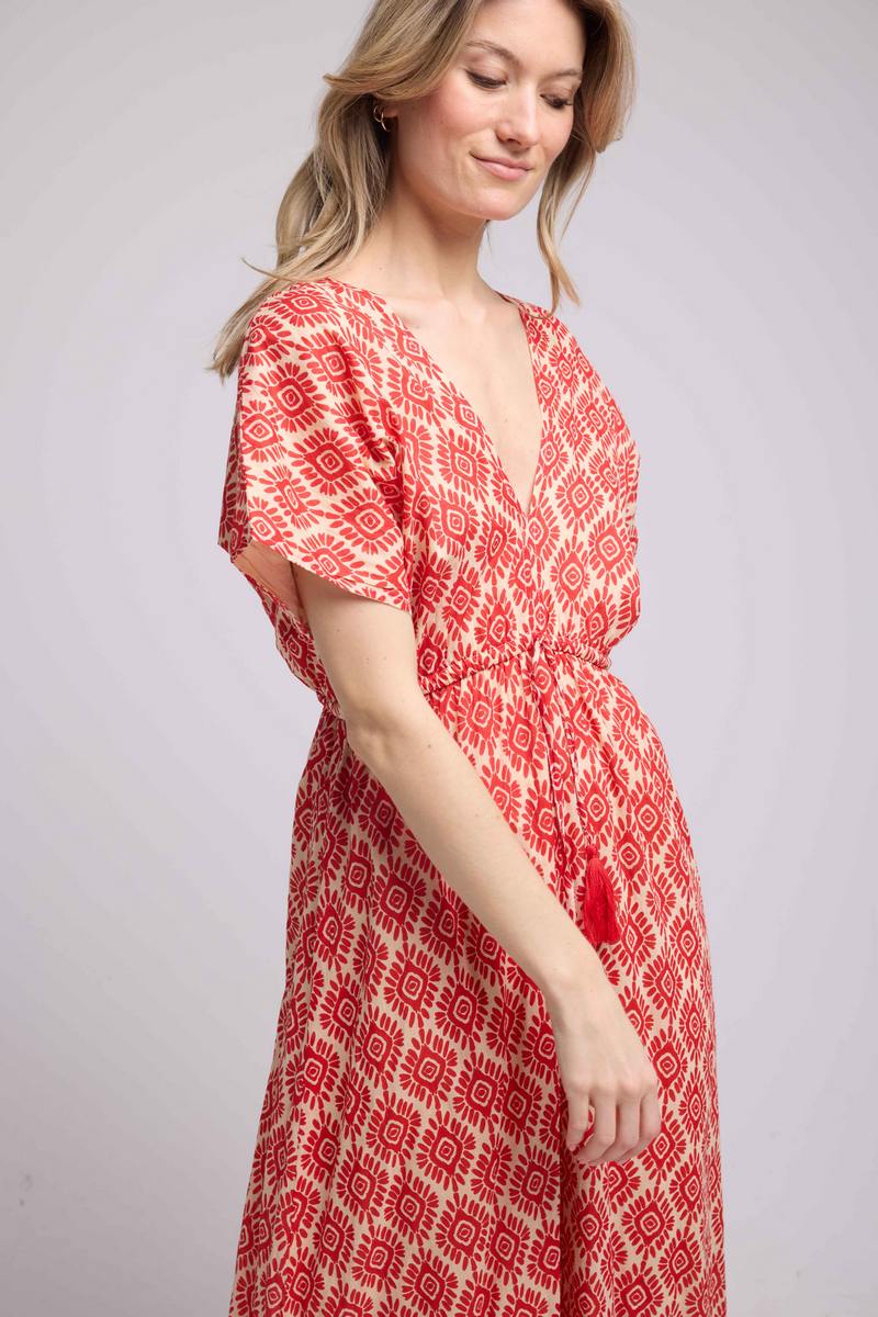 Vestido largo de manga corta - Naranja