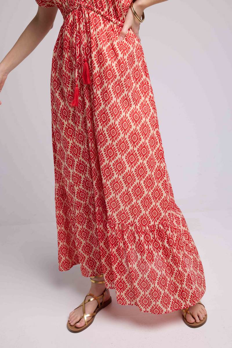 Vestido largo de manga corta - Naranja