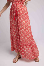 Vestido largo de manga corta - Naranja