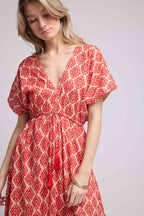 Vestido largo de manga corta - Naranja