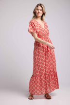 Vestido largo de manga corta - Naranja