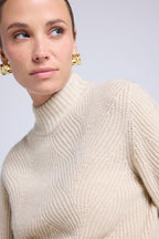 Jersey Texturizado Chantal - Beige Crema
