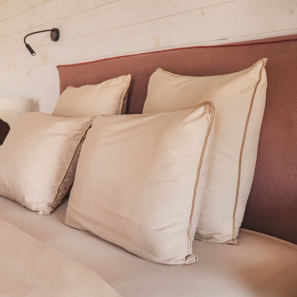 Taie D'Oreiller En Satin De Coton - Beige