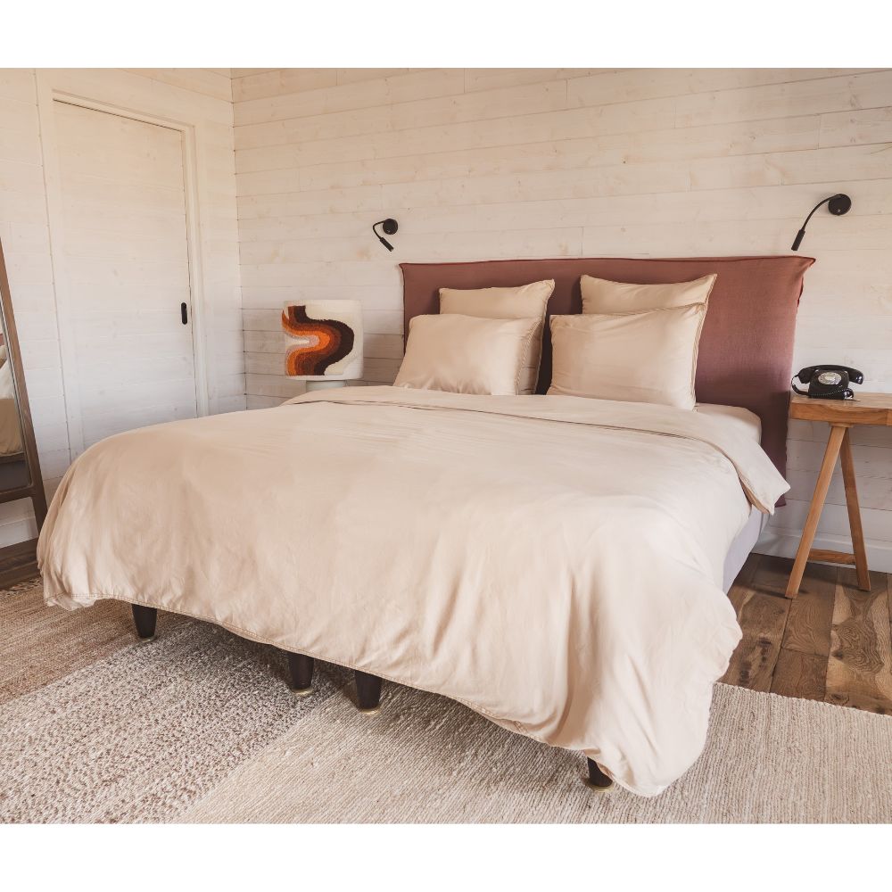 Taie D'Oreiller En Satin De Coton - Beige