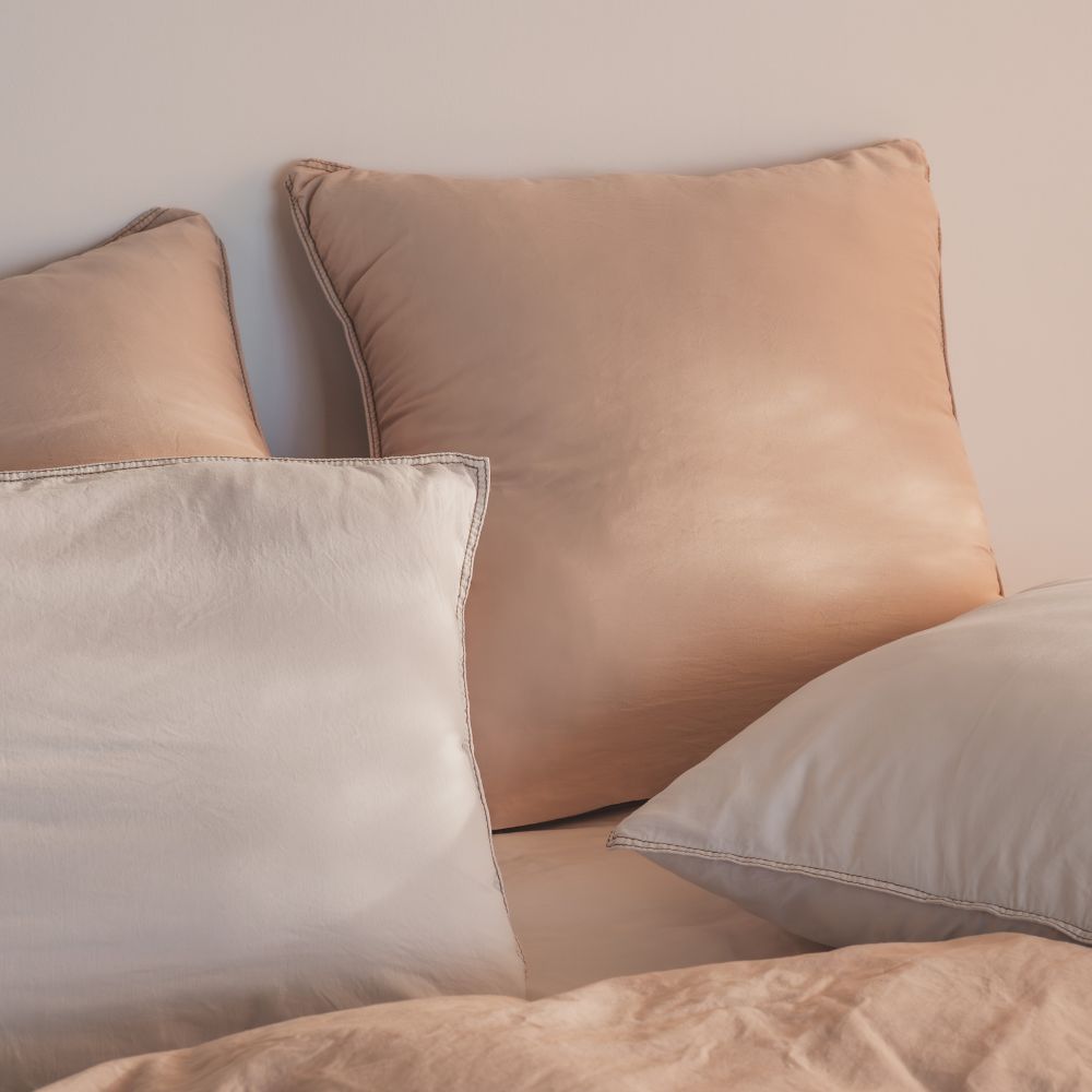 Taie D'Oreiller En Satin De Coton - Beige