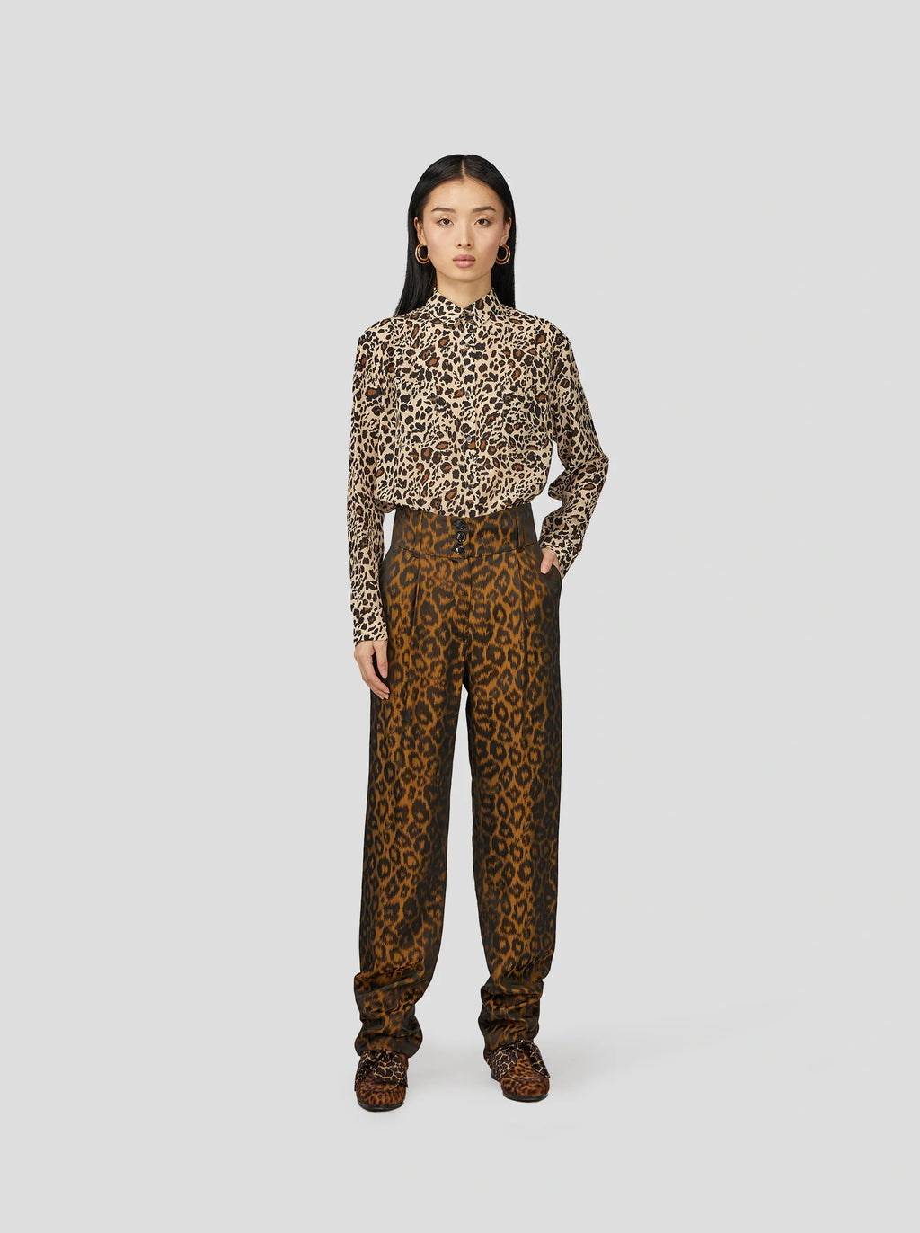 Dori-skjorte I Silke Med Leopardprint