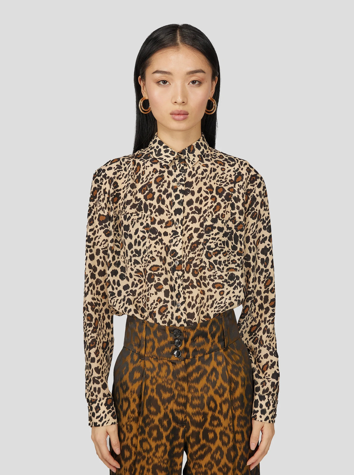 Dori-skjorte I Silke Med Leopardprint
