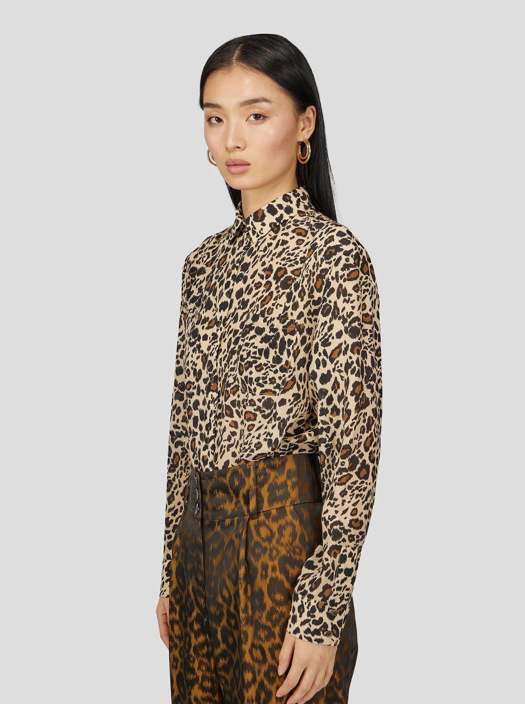 Dori-skjorte I Silke Med Leopardprint