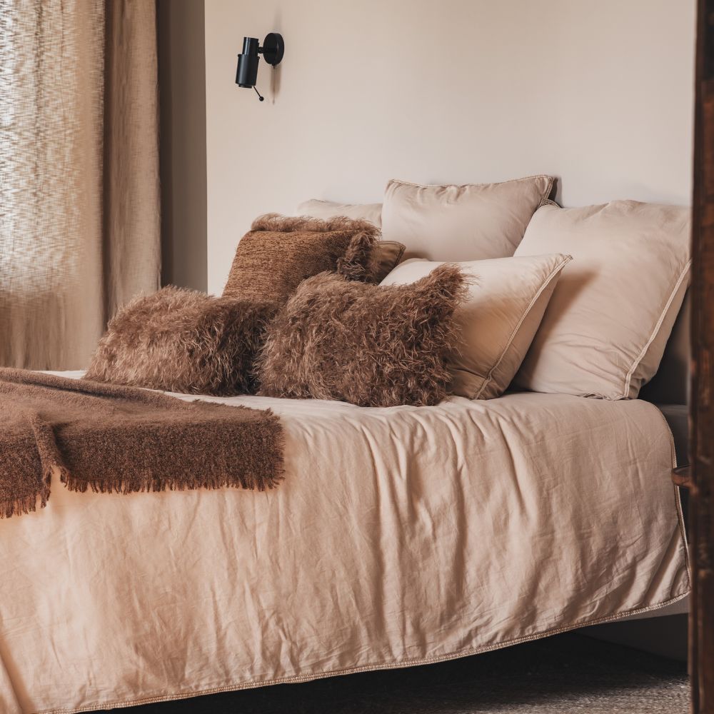 Taie D'Oreiller En Satin De Coton - Beige