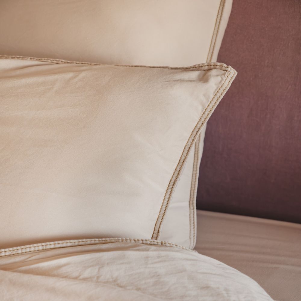 Taie D'Oreiller En Satin De Coton - Beige