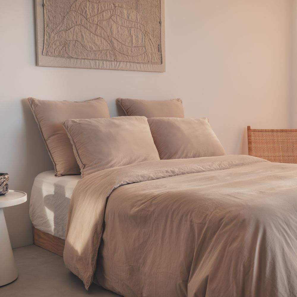 Taie D'Oreiller En Satin De Coton - Beige