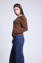 Chiara Cable-Knit Crew-Neck Jumper - Brown - Women