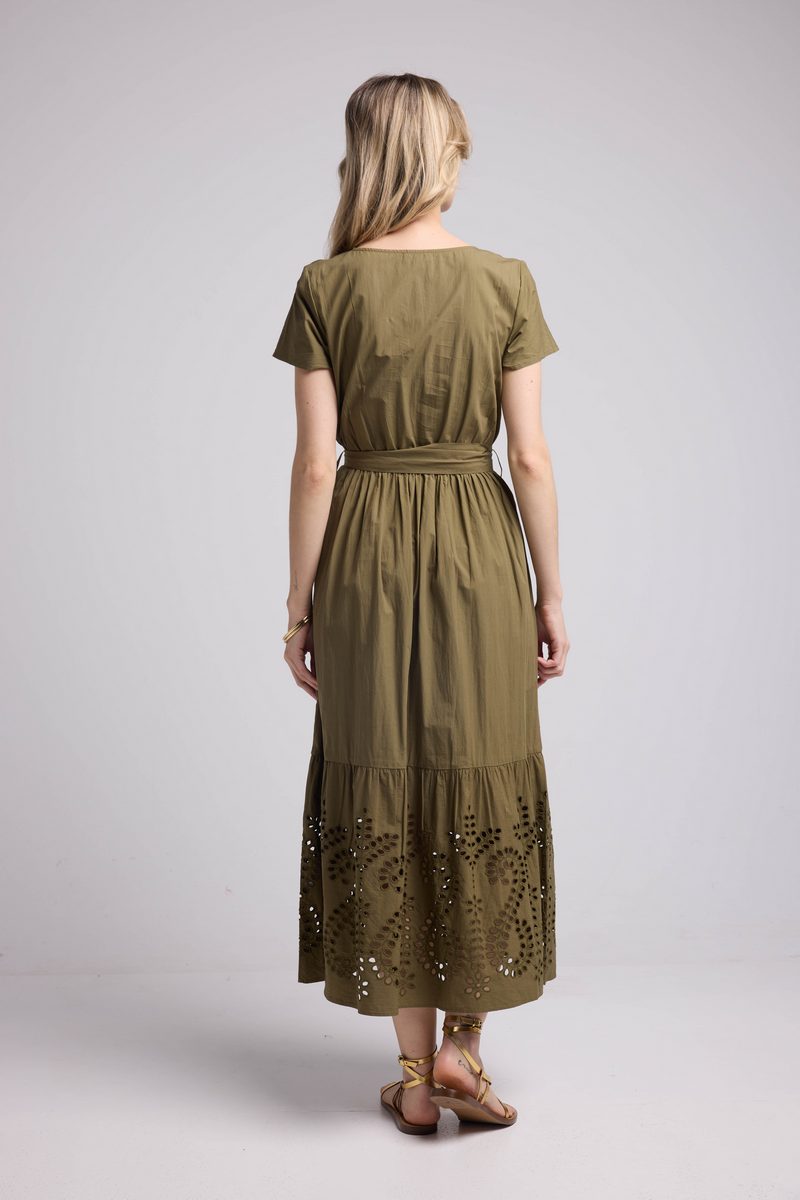 Vestido largo de manga corta - Caqui
