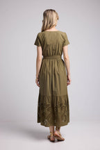Vestido largo de manga corta - Caqui