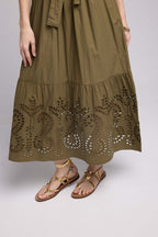 Vestido largo de manga corta - Caqui