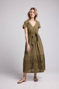 Vestido largo de manga corta - Caqui