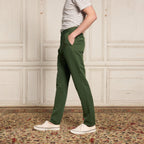 Chino En Coton Et Lin Vert