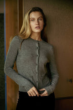 Cardigan Cintre A Poches Lignes Pointelle - Flanelle - Femme