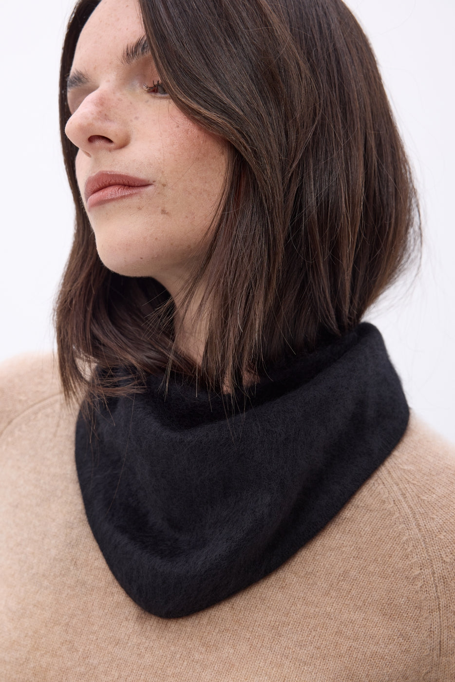 Petit Bandana Triangle – Cachemire Brossé Chris - Noir - Femme