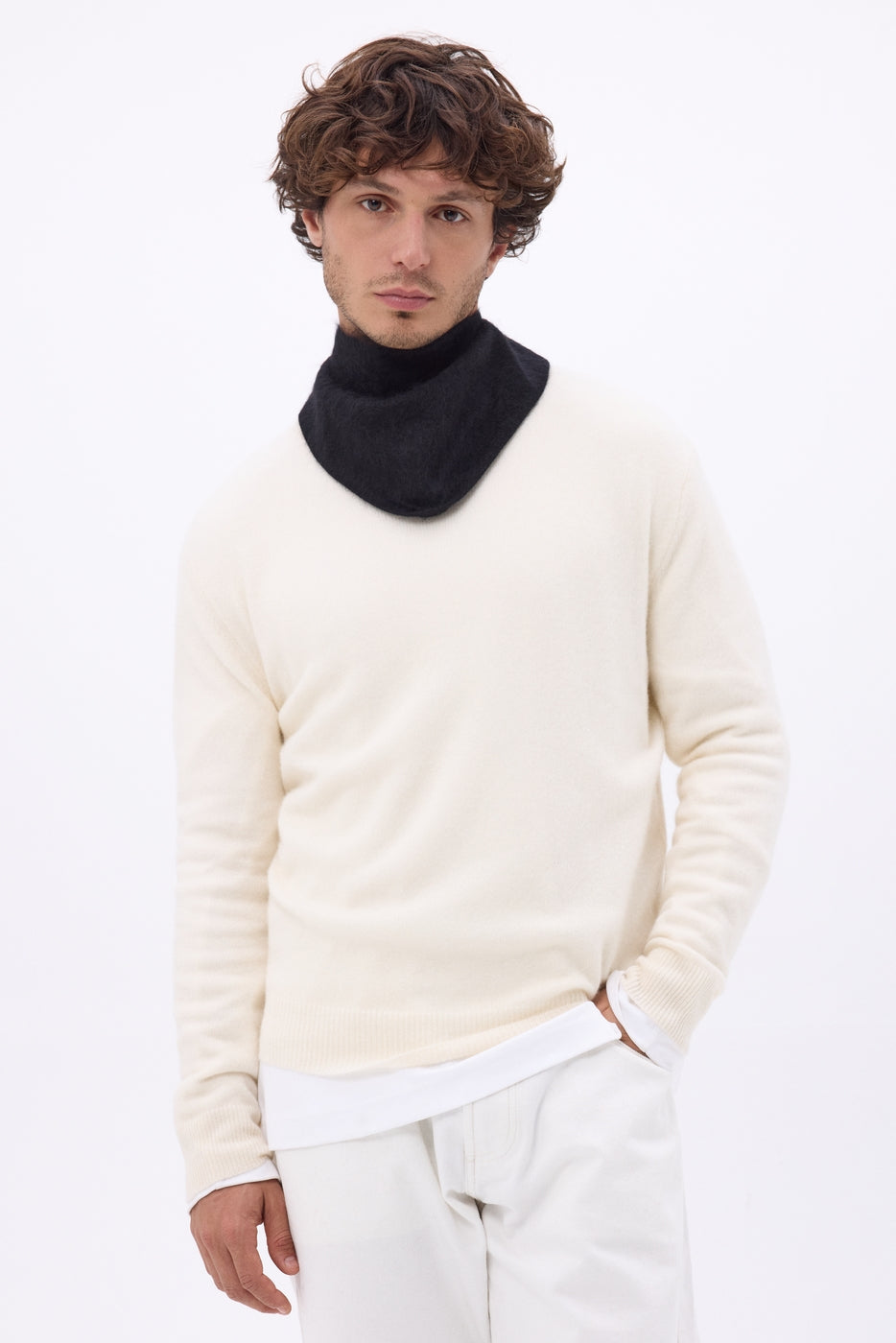 Petit Bandana Triangle – Cachemire Brossé Chris - Noir - Homme