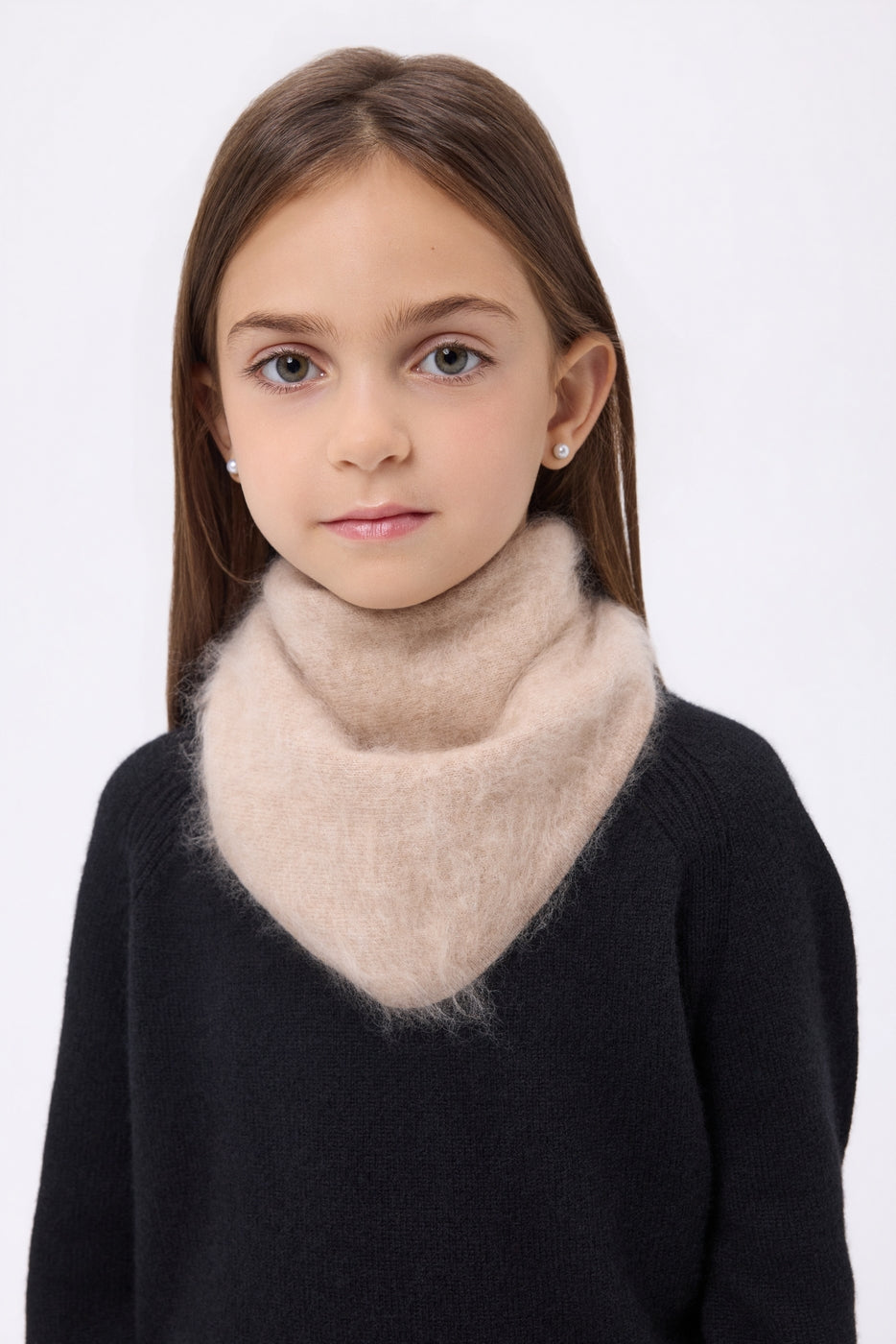 Petit Bandana Triangle – Cachemire Brossé Chris - Beige Creme - Enfant