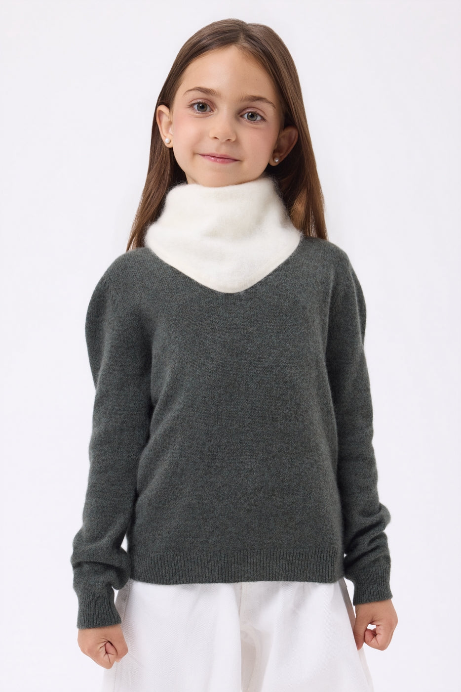 Petit Bandana Triangle – Cachemire Brossé Chris - Blanc - Enfant