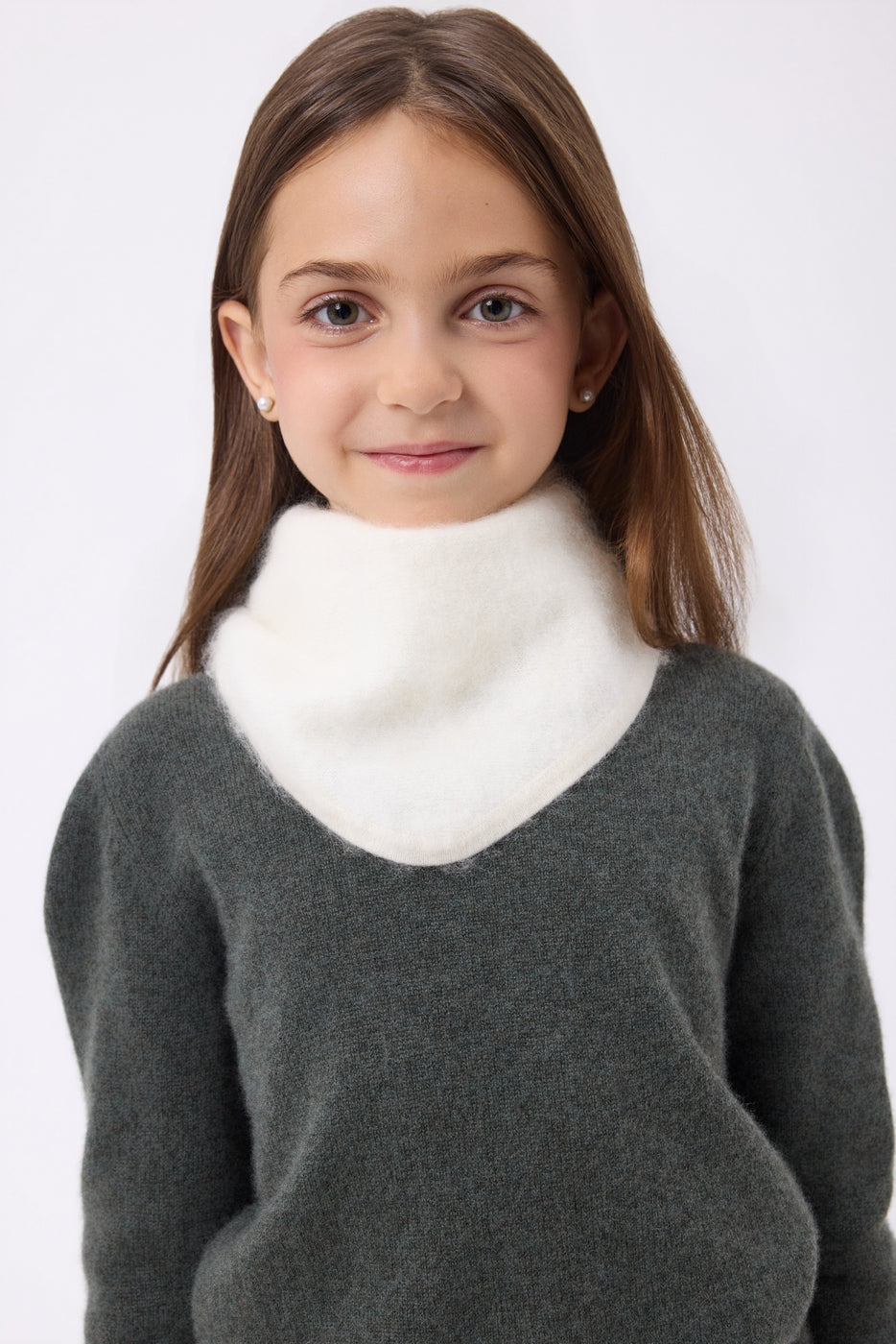 Petit Bandana Triangle – Cachemire Brossé Chris - Blanc - Enfant