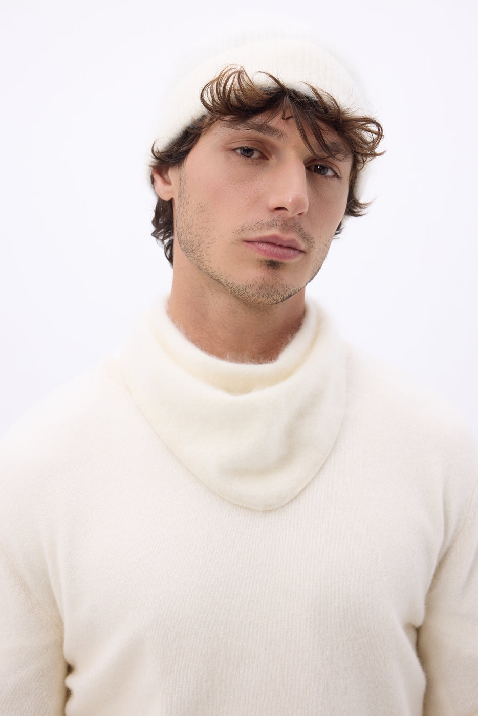 Petit Bandana Triangle – Cachemire Brossé Chris - Blanc - Homme
