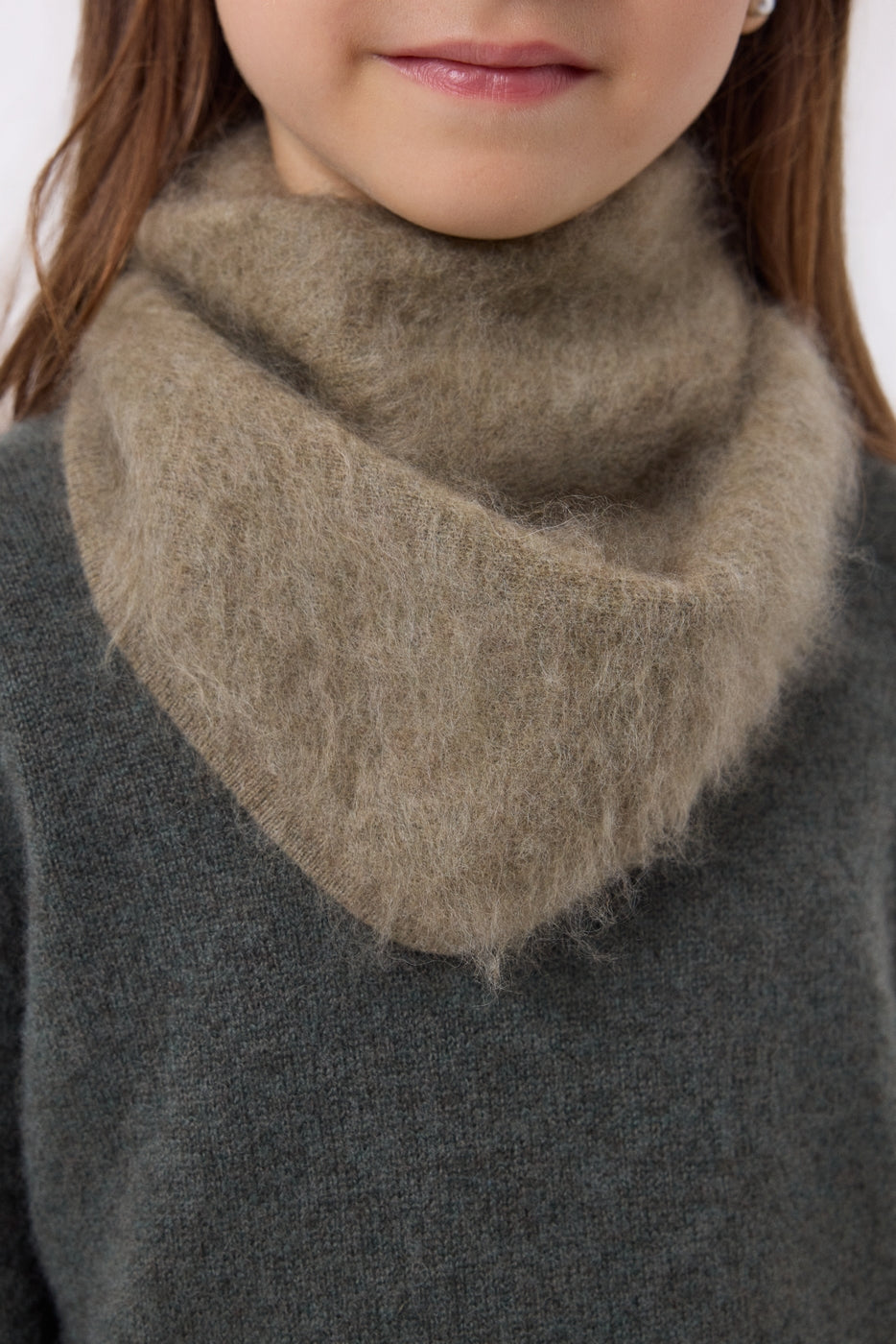 Petit Bandana Triangle – Cachemire Brossé Chris - Khaki Chine - Enfant