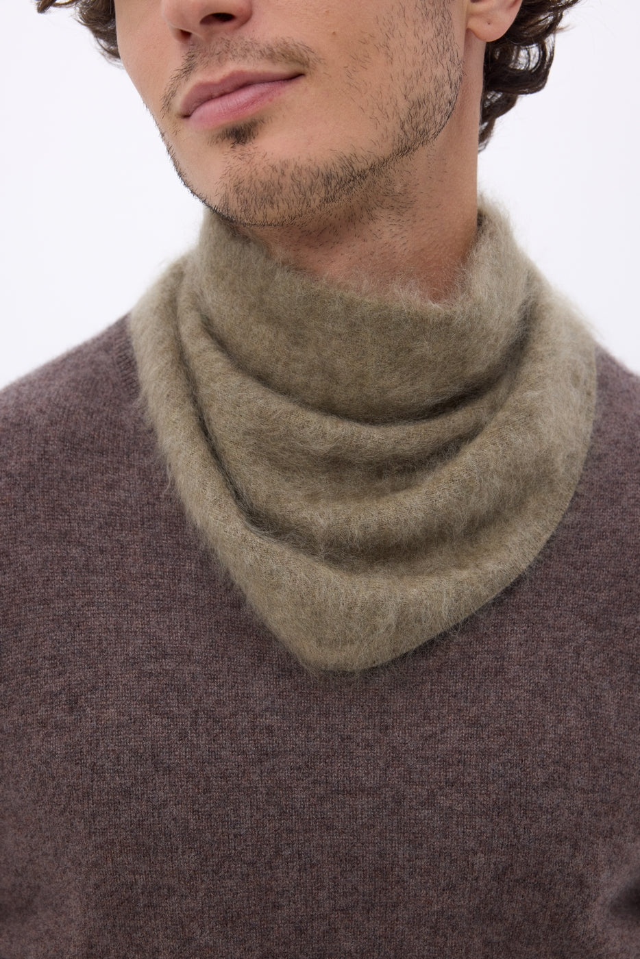 Petit Bandana Triangle – Cachemire Brossé Chris - Khaki Chine - Homme