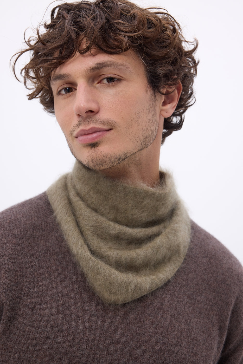 Petit Bandana Triangle – Cachemire Brossé Chris - Khaki Chine - Homme