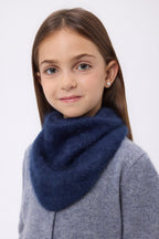 Petit Bandana Triangle – Cachemire Brossé Chris - Bleu Marine - Enfant