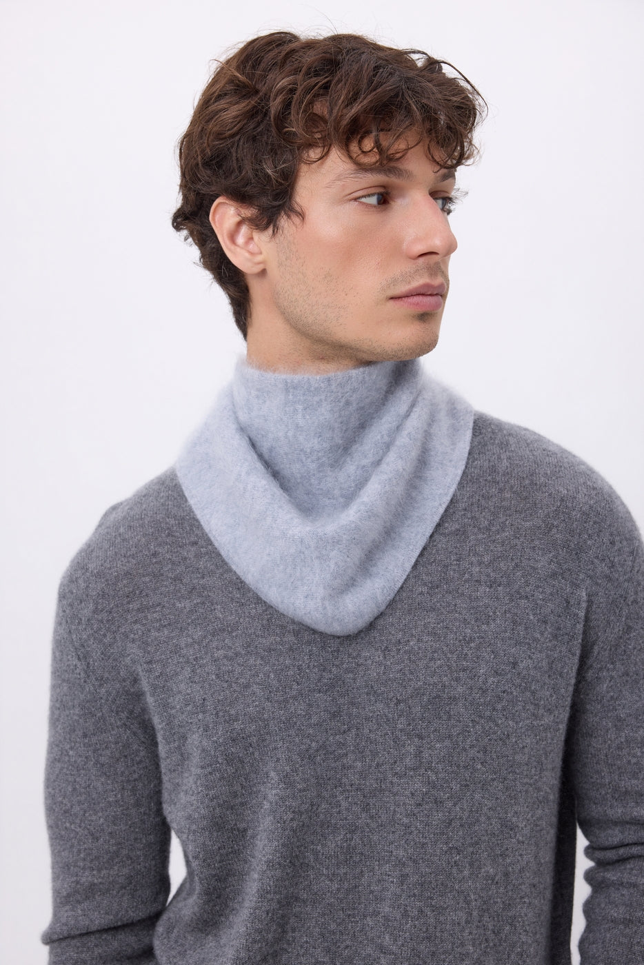 Petit Bandana Triangle – Cachemire Brossé Chris - Gris Clair - Homme