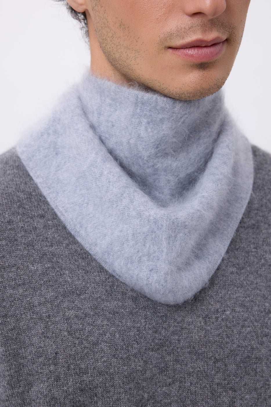 Petit Bandana Triangle – Cachemire Brossé Chris - Gris Clair - Homme