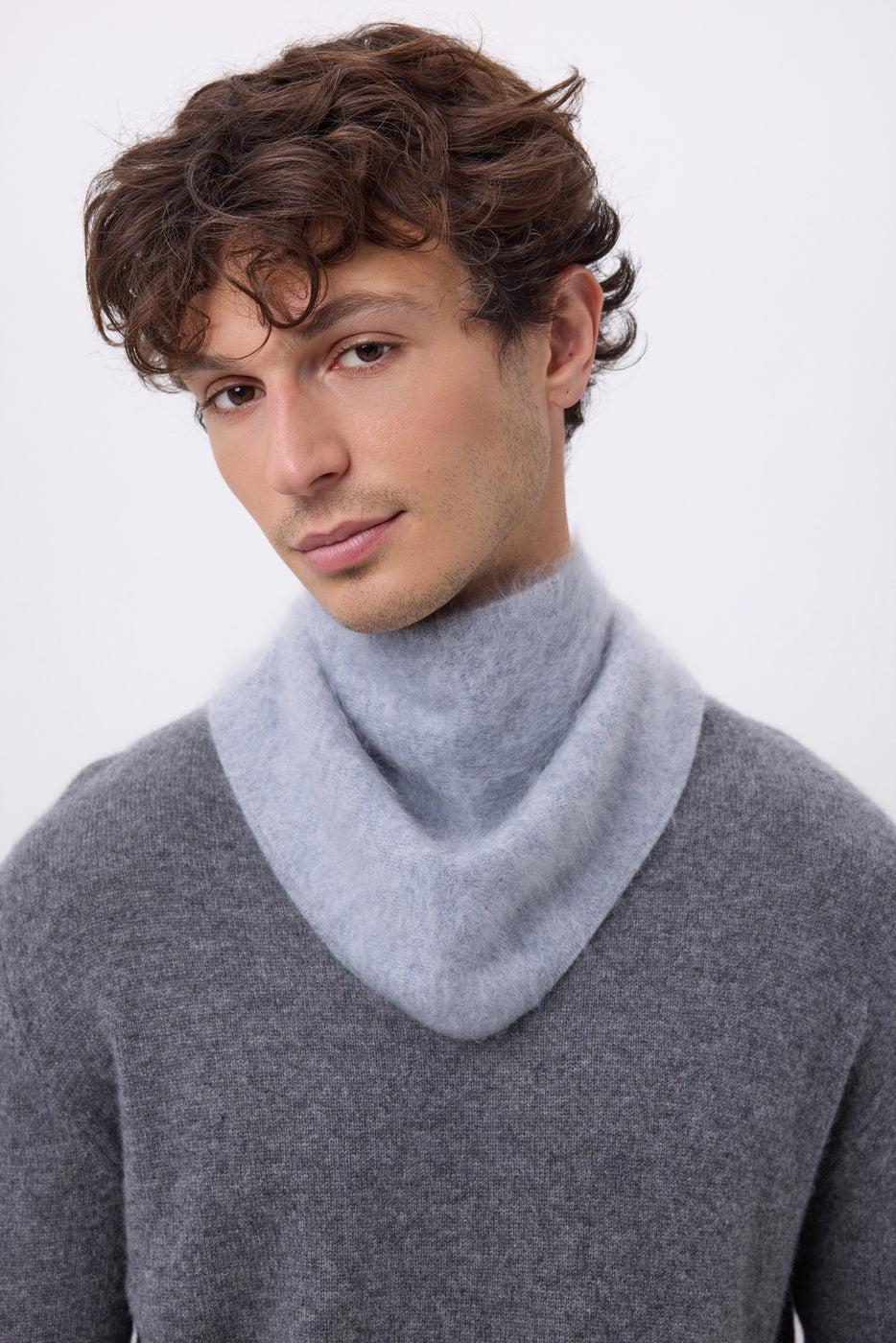 Petit Bandana Triangle – Cachemire Brossé Chris - Gris Clair - Homme