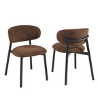 Ciara - Chairs - Boucle - Brown And Black Metal Legs