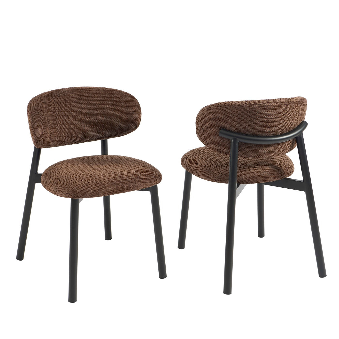 Ciara - Chairs - Boucle - Brown And Black Metal Legs