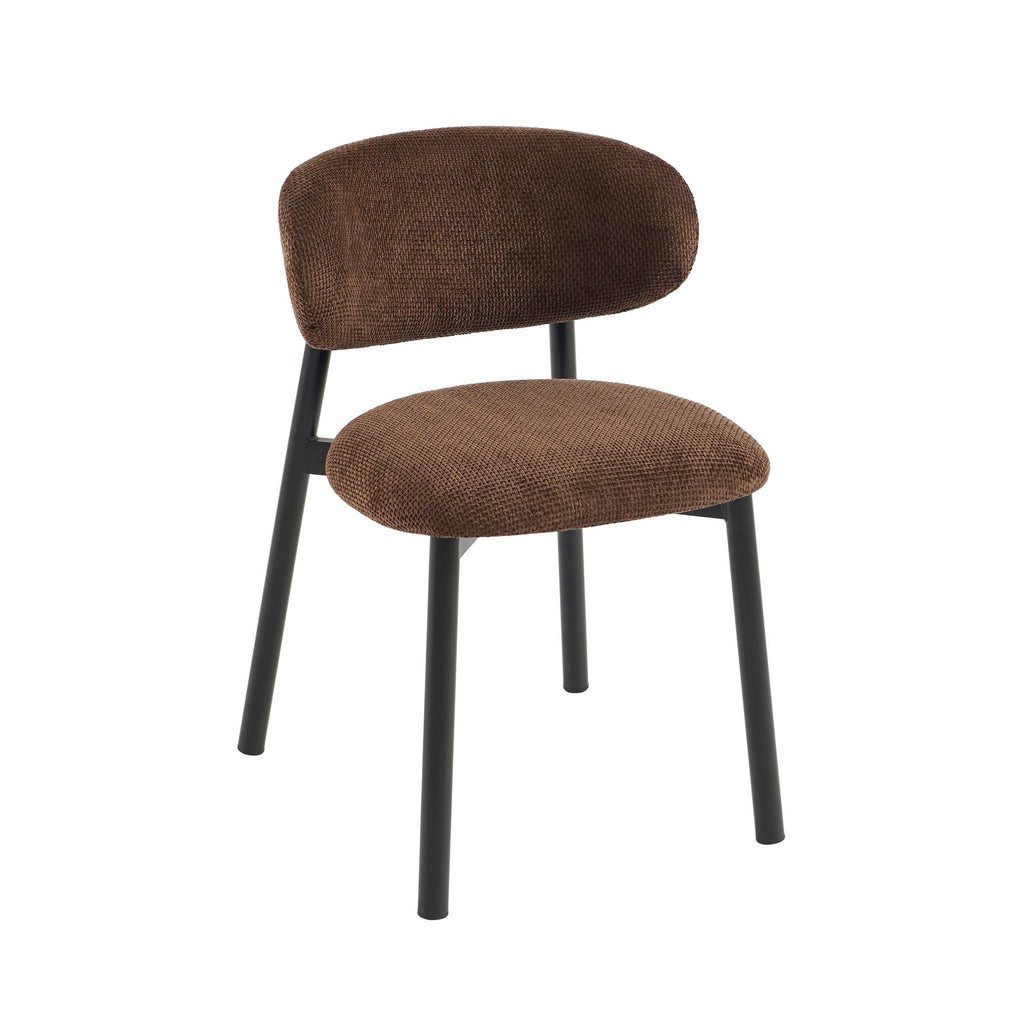 Ciara - Chairs - Boucle - Brown And Black Metal Legs