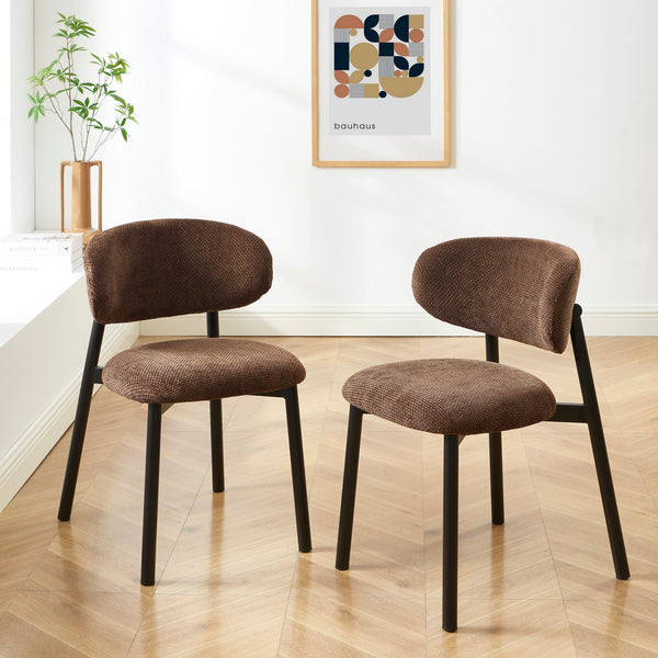 Ciara - Lot De 2 Chaises - Bouclette - Marron