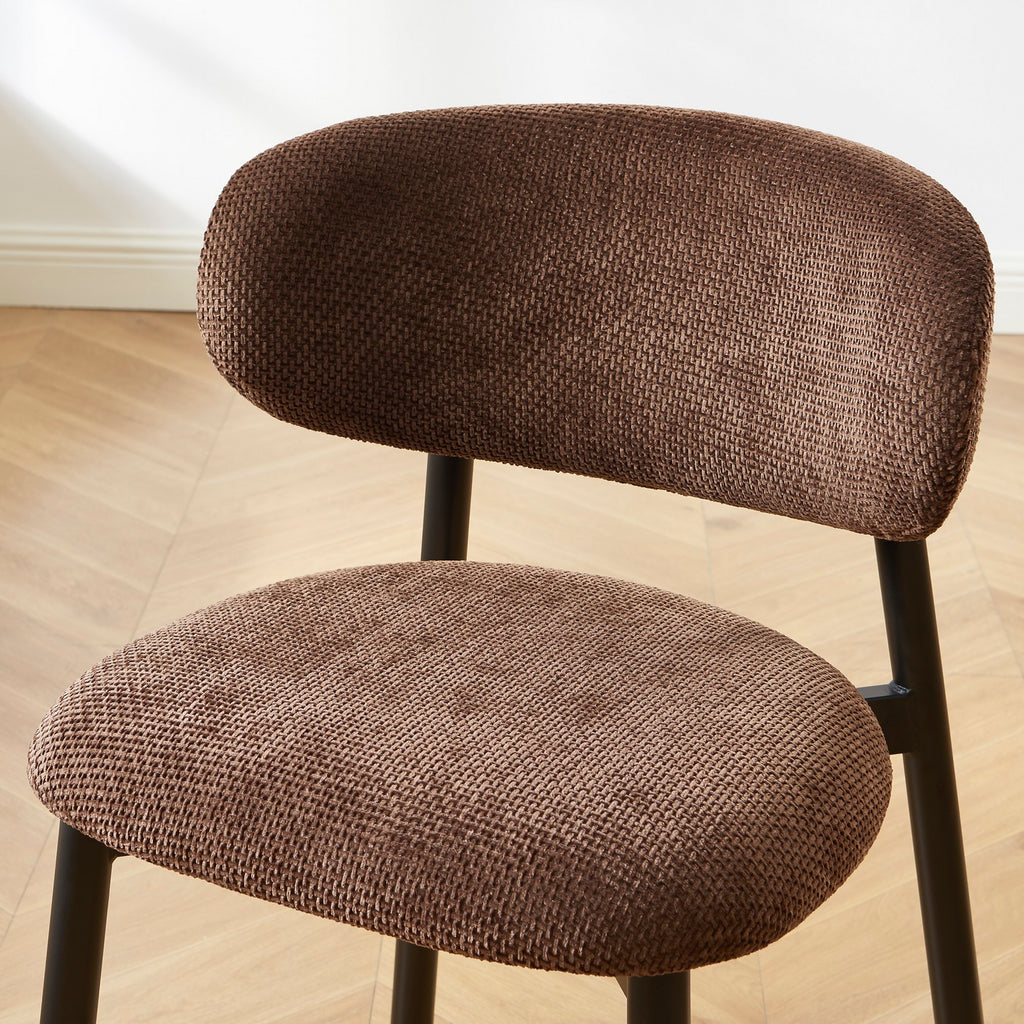 Ciara - Chairs - Boucle - Brown And Black Metal Legs