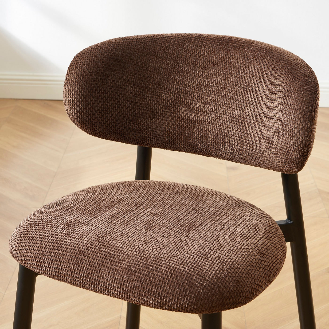 Ciara - Chairs - Boucle - Brown And Black Metal Legs