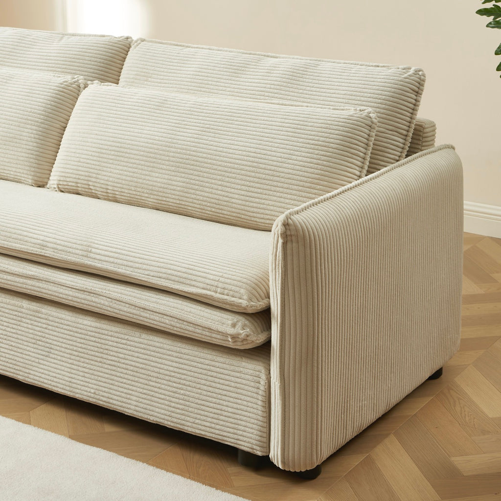 Cibola - 3-personers lige sovesofa - Beige fløjl