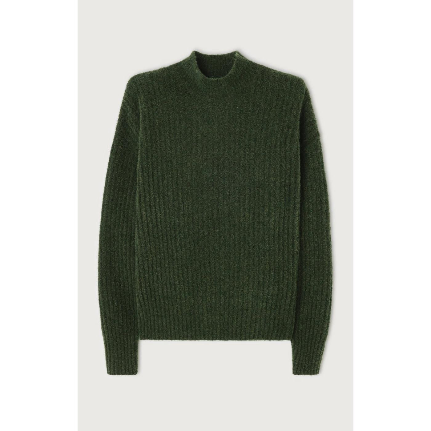 Pull Col Montant - Kaki Chine Noir - Femme