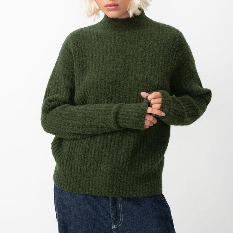 Pull Col Montant - Kaki Chine Noir - Femme
