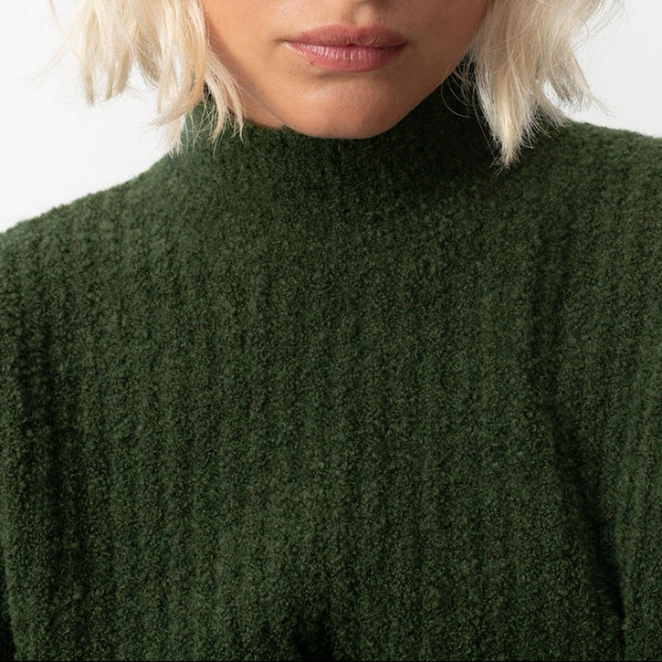 Pull Col Montant - Kaki Chine Noir - Femme