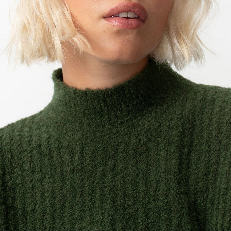 Pull Col Montant - Kaki Chine Noir - Femme