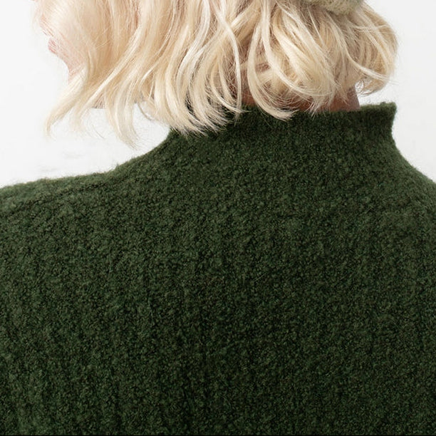 Pull Col Montant - Kaki Chine Noir - Femme